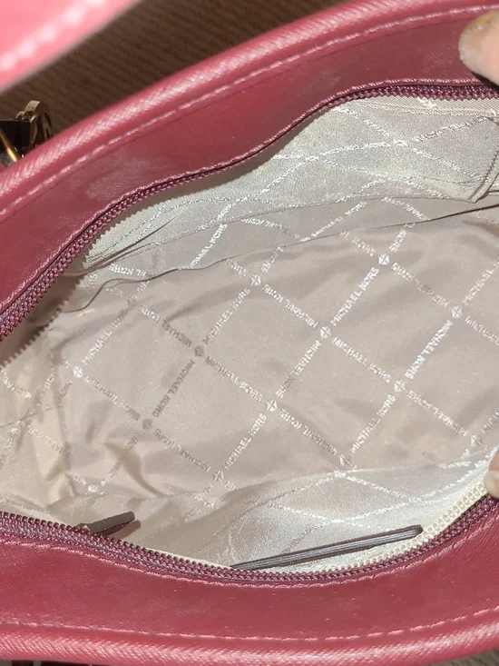 Michael Kors Burgundy Saffiano Leather Satchel with Gold Hardware - Picture 6 of 9